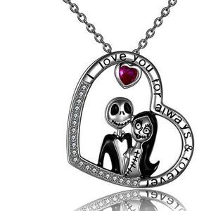 Nightmare before christmas SAPPHIRE N SILVER HEART NECKLACE